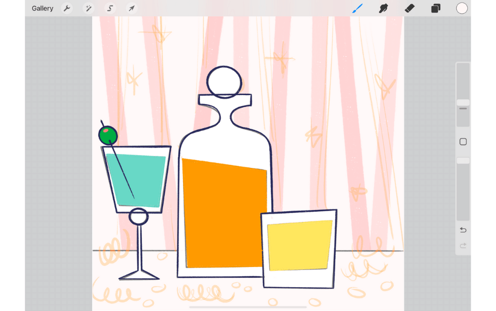 Building a Still Life Illustration in Procreate with mid-century style elements
