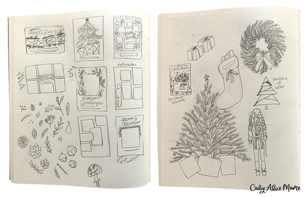 Christmas illustration sketchbook by Cody Alice Moore